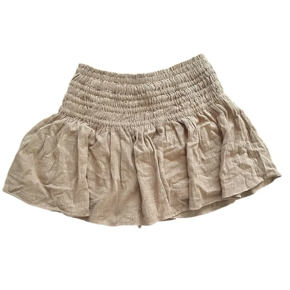 Mustard Seed Skirt Skort Women's Small brown Smocked Waist Mini Party festival